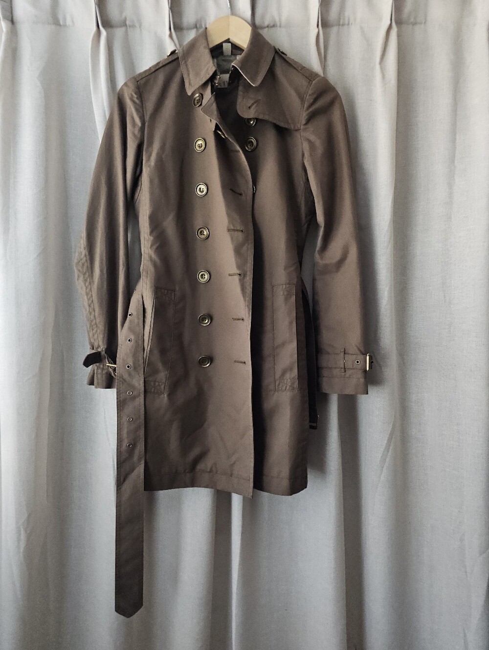 Burberry Green Cotton Trench Coat – Size UK 6 / US 4 - Picture 7 of 15